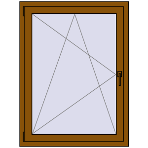Kunststofffenster 900x1200 mm Einzelnes Blatt. Sicht von innen In den Warenkorb Kipp und Drehfenster 900x1200 mm REHAU BRILLANT GOLDEN OAK beidseitig