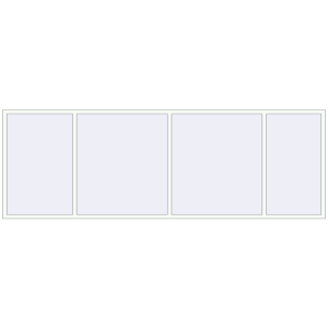 Kunststofffenster 4080x1380 mm Vierblättrig. Sicht von innen In den Warenkorb Kipp und Drehfenster 4080x1380 mm REHAU EURO70 RAL 9016 Traffic white beidseitig