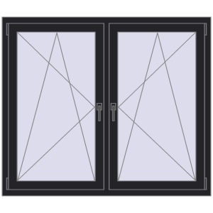 In den Warenkorb Kipp und Drehfenster 1400x1200 mm REHAU SYNEGO MD 80 BLACK_ULTI-MATT beidseitig