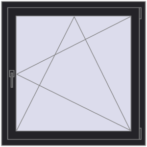 Kunststofffenster 1000x1000 mm Einzelnes Blatt. Sicht von innen In den Warenkorb Kipp und Drehfenster 1000x1000 mm REHAU EURO70 BLACK_ULTI-MATT beidseitig