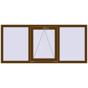 Kunststofffenster 1800x800 mm Dreiflügelig. Sicht von innen In den Warenkorb Kipp und Drehfenster 1800x800 mm REHAU EURO70 WALNUT beidseitig