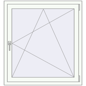 Kunststofffenster 1040x1125 mm Einzelnes Blatt. Sicht von innen In den Warenkorb Kipp und Drehfenster 1040x1125 mm REHAU SYNEGO MD 80 RAL 9016 Traffic white beidseitig