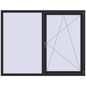 In den Warenkorb Kipp und Drehfenster 1800x1400 mm REHAU EURO70 BLACK_ULTI-MATT beidseitig