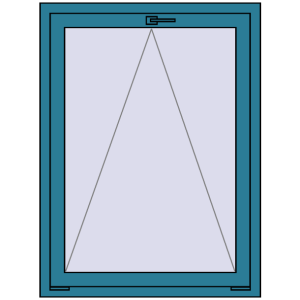 Kunststofffenster 900x1200 mm Einzelnes Blatt. Sicht von innen In den Warenkorb Kipp und Drehfenster 900x1200 mm REHAU EURO70 BRILLIANT_BLUE beidseitig