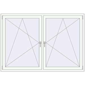 Kunststofffenster 1880x1300 mm Zweiblättrig. Sicht von innen In den Warenkorb Kipp und Drehfenster 1880x1300 mm REHAU SYNEGO MD 80 RAL 9016 Traffic white beidseitig