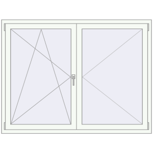 Kunststofffenster 1650x1250 mm Einzelnes Blatt. Sicht von innen In den Warenkorb Kipp und Drehfenster 1650x1250 mm REHAU BRILLANT RAL 9016 Traffic white beidseitig