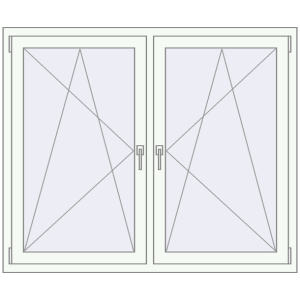 Kunststofffenster 1400x1200 mm Zweiblättrig. Sicht von innen In den Warenkorb Kipp und Drehfenster 1400x1200 mm REHAU SYNEGO MD 80 ANTHRACITE_GREY_STRUKTURAL extern