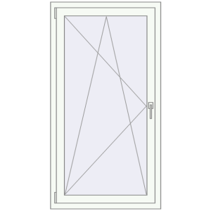Kunststofffenster 800x1500 mm Einzelnes Blatt. Sicht von innen In den Warenkorb Kipp und Drehfenster 800x1500 mm REHAU EURO70 RAL 9016 Traffic white beidseitig