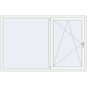 Kunststofffenster 2000x1300 mm Zweiblättrig. Sicht von innen In den Warenkorb Kipp und Drehfenster 2000x1300 mm REHAU SYNEGO MD 80 WALNUT extern