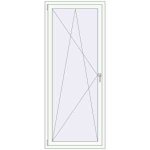 Kunststofffenster 800x2100 mm Einzelnes Blatt. Sicht von innen In den Warenkorb Kipp und Drehfenster 800x2100 mm REHAU SYNEGO MD 80 RAL 9016 Traffic white beidseitig