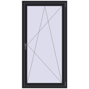Kunststofffenster 880x1700 mm Einzelnes Blatt. Sicht von innen In den Warenkorb Kipp und Drehfenster 880x1700 mm REHAU EURO70 BLACK_ULTI-MATT beidseitig