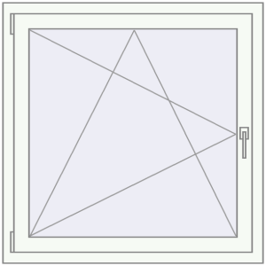 Kunststofffenster 950x950 mm Einzelnes Blatt. Sicht von innen In den Warenkorb Kipp und Drehfenster 950x950 mm REHAU EURO70 RAL 9016 Traffic white beidseitig