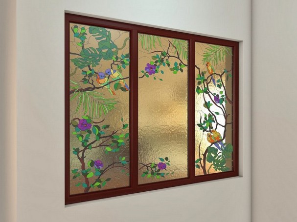Fenster mit pseudo-gebeiztem Glas
