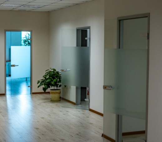 Glastür zur Toilette
