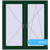 Preisgestaltung Kipp und Drehfenster 1300x1400 mm REHAU ENERGY-SAVING SYNEGO MD MOSS_GREEN beidseitig. Preis: 624,02 €