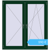 Preisgestaltung Kipp und Drehfenster 1300x1400 mm REHAU SYNEGO MD 80 MOSS_GREEN beidseitig. Preis: 589,98 €