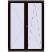 Balkontüren 1500x2100 mm KORSA ENERGY-SAVING (REHAU SYNEGO MD) BALKON DOOR BLACK_BROWN beidseitig
