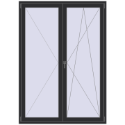 Balkontüren 1500x2100 mm KORSA ENERGY-SAVING (REHAU SYNEGO MD) BALKON DOOR ANTHRACITE_GREY_GLATT beidseitig
