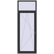 Balkontüren 900x2500 mm KORSA BASE (REHAU Euro-Design 60) BALKON DOOR BLACK_STRUCTURAL beidseitig