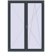 Balkontüren 1500x2100 mm KORSA ENERGY-SAVING (REHAU SYNEGO MD) BALKON DOOR ANTHRACITE_GREY_STRUKTURAL beidseitig