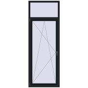 Balkontüren 900x2500 mm KORSA BASE (REHAU Euro-Design 60) BALKON DOOR BLACK_COOL_110L-2 beidseitig