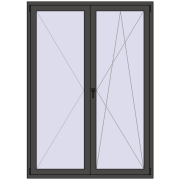 Balkontüren 1500x2100 mm KORSA ENERGY-SAVING (REHAU SYNEGO MD) BALKON DOOR BASALT_GREY beidseitig