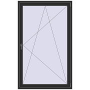 Balkontüren 1200x1950 mm KORSA BASE (REHAU Euro-Design 60) BALKON DOOR BLACK_STRUCTURAL beidseitig