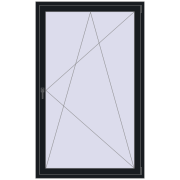 Balkontüren 1200x1950 mm KORSA BASE (REHAU Euro-Design 60) BALKON DOOR BLACK_COOL_110L-2 beidseitig