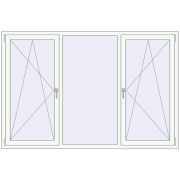 Kipp und Drehfenster 2100x1400 mm REHAU EURO70 RAL 9016 Traffic white beidseitig