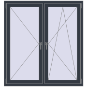 REHAU SYNEGO MD 80 1300x1400 mm ANTHRACITE_GREY_STRUKTURAL beidseitig