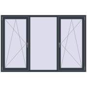 Kipp und Drehfenster 2100x1400 mm REHAU EURO70 ANTHRACITE_GREY_STRUKTURAL beidseitig