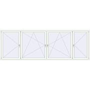 Kipp und Drehfenster 4080x1380 mm REHAU EURO70 RAL 9016 Traffic white beidseitig