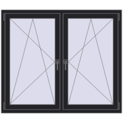 Kipp und Drehfenster 1400x1200 mm REHAU SYNEGO MD 80 BLACK_ULTI-MATT beidseitig