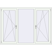 Kipp und Drehfenster 1800x1300 mm REHAU  BRILLANT RAL 9016 Traffic white beidseitig
