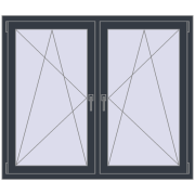 Kipp und Drehfenster 1400x1200 mm REHAU SYNEGO MD 80 ANTHRACITE_GREY_STRUKTURAL beidseitig